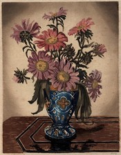 Antique Woodcut - Hugo Noske (1886-1960) - Signed In Pencil - Still Life Flowers