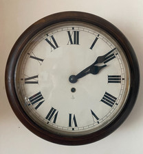 SCARCE 19THC LARGE GUSTAV BECKER ROUND SCHOOL/STATION CLOCK 15" RUNS THEN STOPS