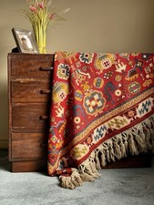 A Vintage Geometric, Aztec Patterned Fabric Rug Or Throw .