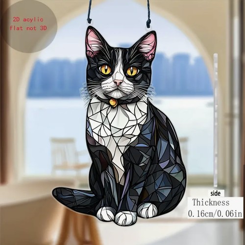 Black and white tuxedo cat - white,