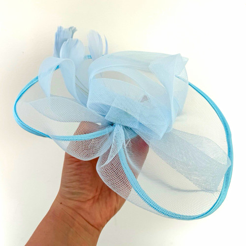 Light blue bow feather mesh - blue,