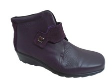 HOTTER TAMARA PURPLE LEATHER WEDGE ANKLE BOOTS WOMANS UK 6 -EUR 39