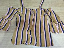 Matalan Papaya Size 10 Brown & Pink Stripe Gypsy Top