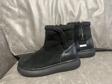 Next Black Leather Suede Faux Fur Lined Ankle Boots Sz UK5 EU38 BNWT RRP£52