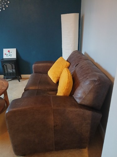 Dark brown leather seater - dark,