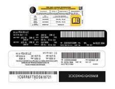 CUSTOM FCA VIN ID Label