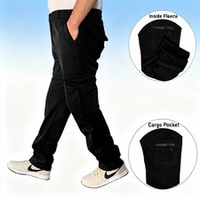 Mens Waterproof Fleece Lined Cargo Work Combat Trousers Thermal Warm Pants