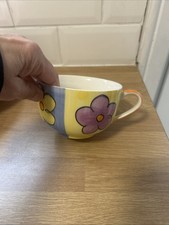 Large Whittard Of Chelsea,  Hand Painted Coffee Cup, Bright Floral Design.