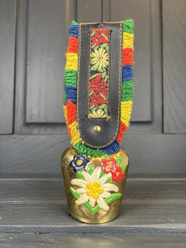 Vintage swiss floral cow bell - vintage,