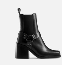 Russell & Bromley Black Leather Boot Block, Size 7/40