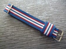 16mm G10 Zulu Sports Nato  Red, Blue & White #2 Nylon Watch Strap UK Supplier