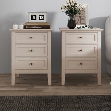 Pair of 3 Drawer Bedside Table