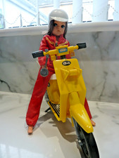 Vintage Pedigree Sindy Doll Yellow Motorcycle/Scooter, Helmet ,Outfit & doll.