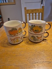 4 x 1970's Vintage Soup Mugs Cups Bowls Shell Petrol Station Retro Chicken VGC