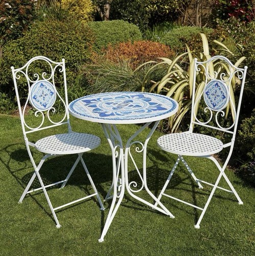 Bistro set blue white - bistro,