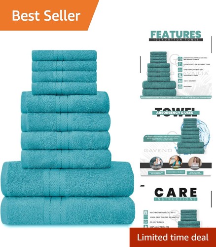 Piece teal cotton towel - 10-piece,