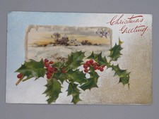 Vintage Postcard Christmas greetings embossed