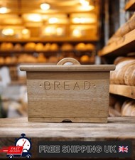 Used Country Style Wooden Bread Bin Box with Lid By Marry K