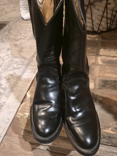 Justin black leather western - justin,