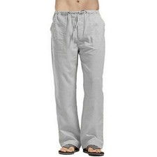 Mens Casual Cotton Linen Baggy Harem Pants Yoga Hippy Trousers Summer Spring UK