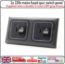 C-Line Double 13a Mains 240v 230v Fused Spur Switch Panel Motorhome Caravan Boat