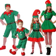 Kids Boy Girl Christmas XMAS Santa Elf Costume Fancy Dress Helper Cosplay Outfit