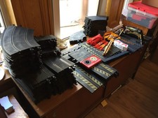 Huge Lot Scalextric - Track, transformers, controllers, cars, lap timer, tower