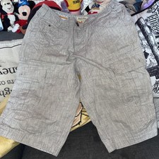 Mantaray Men’s 34 Waist Men’s Cargo Shorts Gray Thin Chequred Stripes