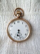 ANTIQUE MENS, DENISON GOLD PLATED CASED, MASONIC POCKET WATCH, RUNNING, 102gs