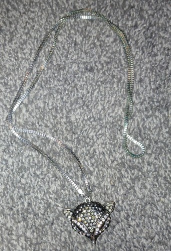 Silver tone fox pendant - fox,