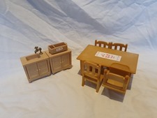 Sylvanian Families kitchen dining Table,  Chairs, Baby Seat, Sink, cupboard Set