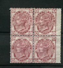 GB QUEEN VICTORIA SG 144 3D PALE ROSE PL 12 BLOCK OF 4 M/MINT, SCARCE 