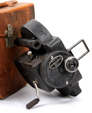 Ensign Auto-Kinecam Type B 16mm Movie Camera + 1" Dallmeyer Lens, Vintage