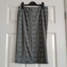 Black & White Short Midi Dogtooth Check Pattern Pencil Wiggle Skirt Size 12