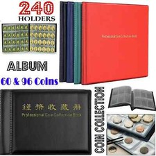 240 Coin Collection Album Money Blue Storage Case Holder Coin Collecting Book UK