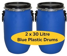 Open Top Blue Plastic Barrel
