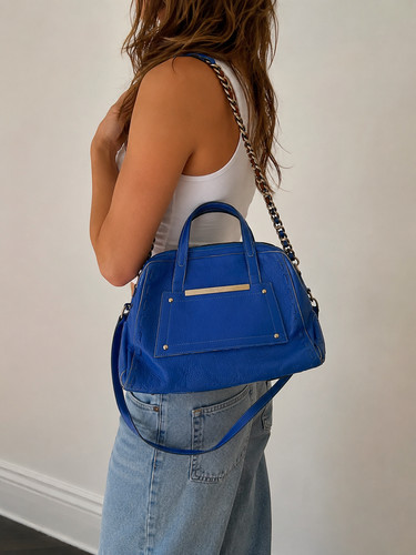 Ripani blue pebbled leather - blue,