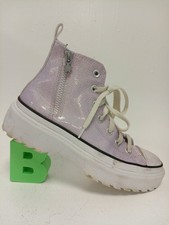 Converse Girls Glitter High Top Trainers Lilac UK Size 5 Platform Sole Preowned 