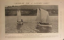 1902 PRINT ~ TWO OF BRITANNIA'S 30ft CUTTERS CADETS BOAT-SAILING