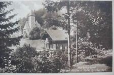 old postcard from WÖLFELSGRUND Silesia church hotel Tyroler Hof around 1915
