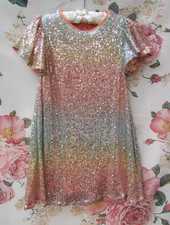 NEXT BNWOT Pink Gold Multi Mix Sequin Party Occasion Dress  5-6 Years