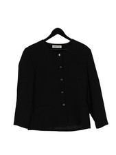 Jacques Vert Women's Jacket UK 14 Black Wool with Polyester Bomber Jacket