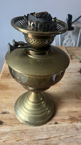 Old brass oil lamp has - brass,