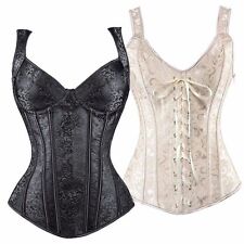 Plus Size Black Steampunk Waist Training Corset Bustier Overbust Top Shaper UK