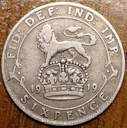 1919 king george sixpence 6d - george,