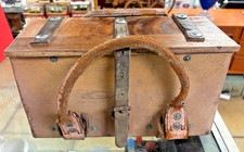 Vintage Leather & Wood Engineers Tool Box/ Case - Circa 1940's