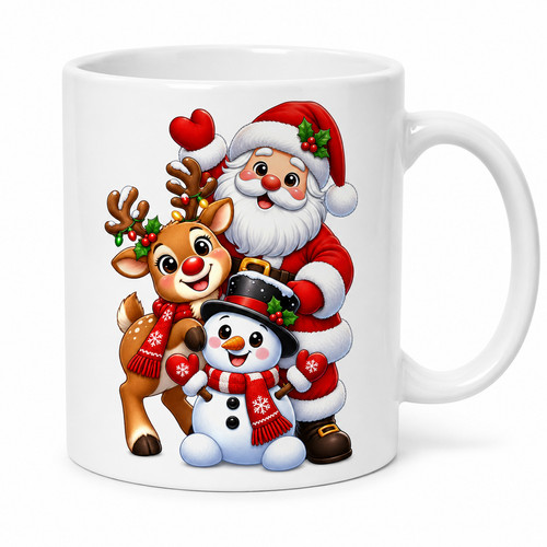 Santa reindeer snowman mug - santa,