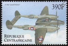Lockheed P-38 / P-38E LIGHTNING Aircraft Stamp (2000 Central African Republic)