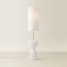 Esme Ceramic Table Midi Floor Lamp Tall Linen Lampshade Living Room Lounge Light