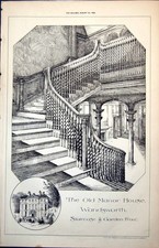 Old Antique Print Plan Manor